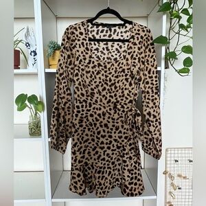 Leopard Print Long Sleeve Mini Dress